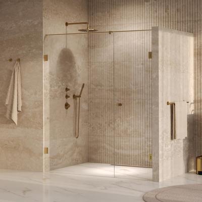 Brauer Void - Carving Nisdeur - 2-Delig - Helder Glas - 170 x 200 cm - Omkeerbaar - met Draaideur 70 cm - Aan Muur - incl. Glascoating - PVD Goud Geborsteld