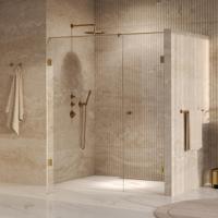 Brauer Void - Carving Nisdeur - 2-Delig - Helder Glas - 170 x 200 cm - Omkeerbaar - met Draaideur 70 cm - Aan Muur - incl. Glascoating - PVD Goud Geborsteld - thumbnail