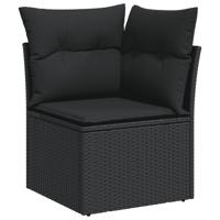 5-delige Loungeset met kussens poly rattan zwart - thumbnail