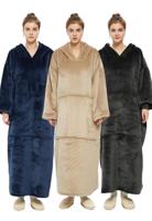 Draagbare deken met capuchon en mouwen - EXTRA lang - 3 kleuren-zwart - thumbnail