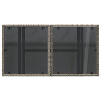 Tuintafel met glazen blad 100x55x73 cm poly rattan grijs - thumbnail