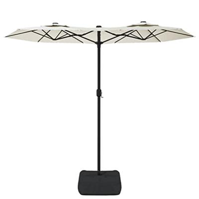 Parasol dubbel dak met LED 316x240 cm zandwit
