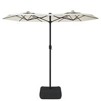 Parasol dubbel dak met LED 316x240 cm zandwit - thumbnail