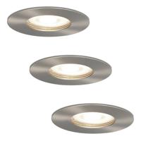Set van 3 Bari LED inbouwspots - 5 Watt 400 lumen - 4000K neutraal wit - GU10 - Dimbaar - Rond - IP65 waterdicht - RVS - Voor binnen, buiten en badkamer - thumbnail