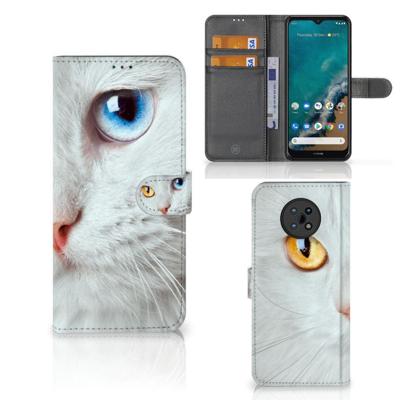 Nokia G50 | Telefoonhoesje | Met pasjeshouder | Witte Kat
