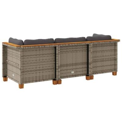 Tuinbank 3-zits met kussens poly rattan grijs Tuinbank 3-zits met kussens poly rattan grijs
