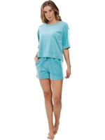 Sportieve lichtblauw shortama velours - thumbnail