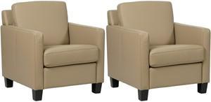 Set van 2 Taupe leren landelijke fauteuils Smart - poot hout zwart - Massif Leer Safari (taupe leer) Set van 2 Taupe leren landelijke fauteuils Smart - poot hout zwart - Massif Leer Safari (taupe leer)