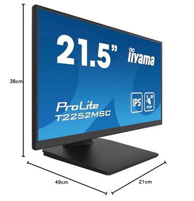 Iiyama ProLite T2252MSC-B2 Touchscreen monitor Energielabel: C (A - G) 54.6 cm (21.5 inch) 1920 x 1080 Pixel 16:9 5 ms HDMI, DisplayPort,