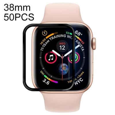 50 stuks voor Apple Watch 38mm zachte PET film volledige cover Screen Protector (zwart)