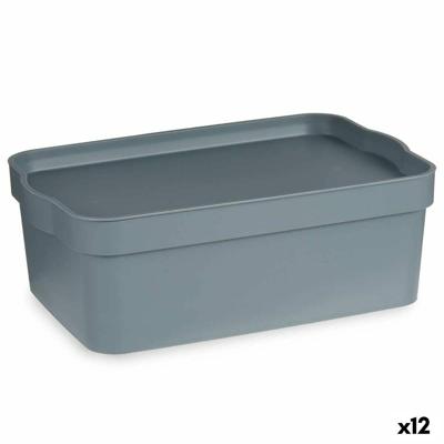 Opbergbak met Deksel Kipit Grijs Plastic 6 L (12 Stuks)