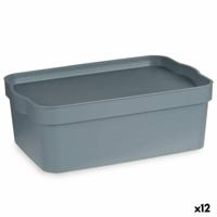 Opbergbak met Deksel Grijs Plastic 6 L (21,5 x 11 x 32 cm) (12 Stuks) - thumbnail