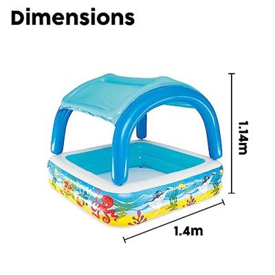 Bestway Opblaasbaar Kinderzwembad Afneembaar Dak 140x140x114 cm +2 Jaar Tuin 52192 - thumbnail