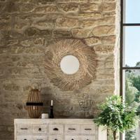 Wandspiegel Atmosphera Jungly Cirkelvormig Natuurlijk Russen (Ø 80 cm) - thumbnail
