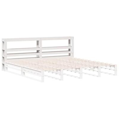 Hoofdbord met schappen 180 cm massief grenenhout wit