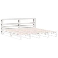 Hoofdbord met schappen 180 cm massief grenenhout wit - thumbnail