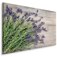 Schilderij - Lavendel op rustiek hout (print op canvas), premium print - thumbnail
