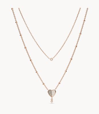 Fossil JF03648791 Ketting Vintage Glitz staal-glas rosekleurig 46-51 cm