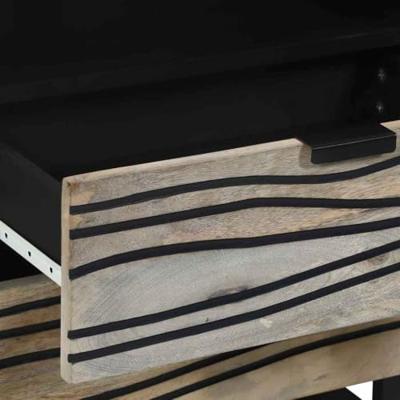 Nachtkastje Wit en zwart 50 x 33 x 60 cm massief mangohout