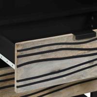 Nachtkastje Wit en zwart 50 x 33 x 60 cm massief mangohout - thumbnail