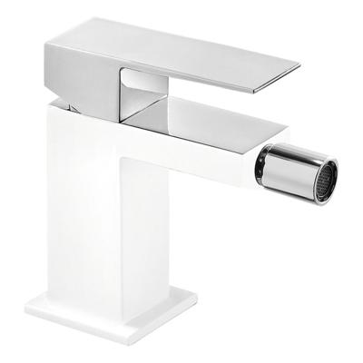 Bidetmengkraan Tres Cuadro Exclusive met Hendel Korte Uitloop 10 cm Chroom Wit Tres