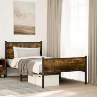 Bedframe zonder matras metaal gerookt eikenkleurig 107x203 cm - thumbnail