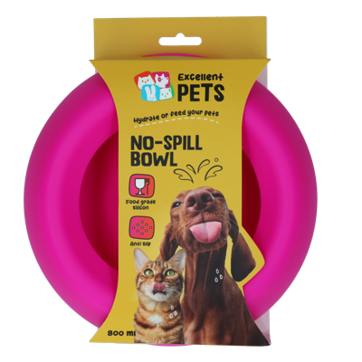 Excellent Pets No-Spill Bowl 800ml Roze M Excellent Pets No-Spill Bowl 800ml Roze M