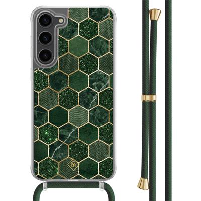 Samsung Galaxy S23 Plus hoesje met groen koord - Kubus groen Samsung Galaxy S23 Plus hoesje met groen koord - Kubus groen