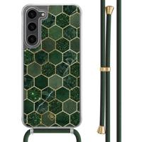 Samsung Galaxy S23 Plus hoesje met groen koord - Kubus groen - thumbnail