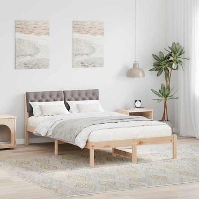 Bedframe Bruin en taupe 120 x 190 cm Massief grenenhout