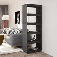 Boekenkast/kamerscherm 60x35x167 cm massief grenenhout grijs - thumbnail