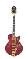 D&apos;Angelico Deluxe Bobby Weir 3 Satin Trans Wine signature semi-akoestische gitaar met hardshell koffer - thumbnail