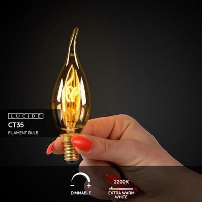 Lucide CT35 - Filament lamp - Ø 3,5 cm - LED Dimb. - E14 - 1x3W 2200K - Amber Lucide CT35 - Filament lamp - Ø 3,5 cm - LED Dimb. - E14 - 1x3W 2200K - Amber