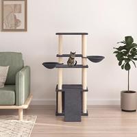 vidaXL Kattenmeubel met sisal krabpalen 133 cm donkergrijs, kattenpaal, kattenboom, kattenkrabpaal, kattenhuis, kattenmeubel, kattenpalen - thumbnail