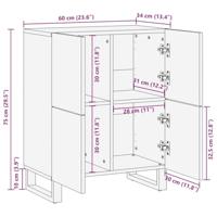 Dressoir 60x34x75 cm massief acaciahout - thumbnail