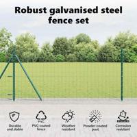VidaXL Hek met paal groen 1,2 x 10 m staal en pvc - thumbnail