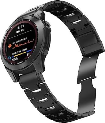 Titanium schakelband - Zwart - Garmin Fenix 7X / 6X / 5X - thumbnail