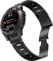 By Qubix - Titanium schakelband - Zwart - Compatible met Garmin Approach S60 & S62 / Instinct/Instinct 2 (Solar) - Compatible Garmin bandje - Bandbreedte: 22mm - thumbnail