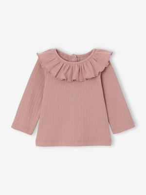T-shirt babypakje met lange mouwen van fantasie opengewerkte tricot rouge