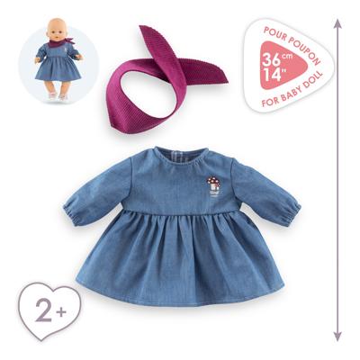 Corolle poppen jeansjurk met sjaal kleine ontdekker - 36cm