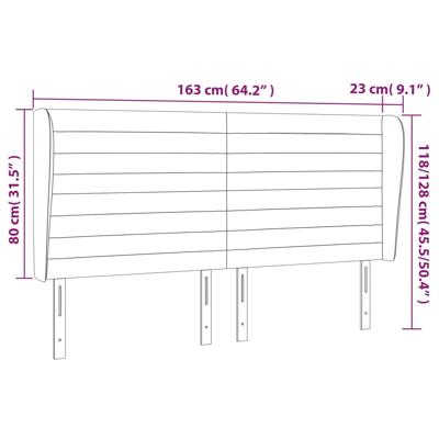 Hoofdbord met randen 163x23x78/88 cm fluweel lichtgrijs