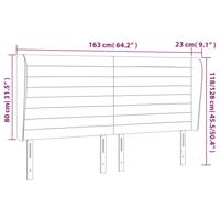 Hoofdbord met randen 163x23x78/88 cm fluweel lichtgrijs - thumbnail
