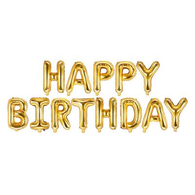 Folie Ballonnen Set Happy Birthday Goud