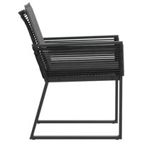 Tuinstoelen 4 st met kussens poly rattan zwart - thumbnail