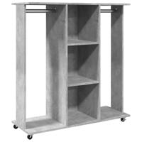 VidaXL Kledingkast met wielen 102x38x110 cm bewerkt hout betongrijs - thumbnail