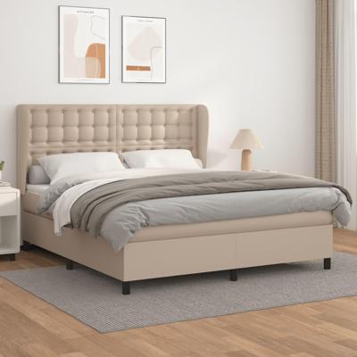 Boxspring met matras kunstleer cappuccinokleurig 180x200 cm