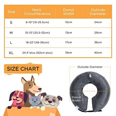 Nobleza Opblaasbare herstelhalsband voor hond en kat, verstelbaar, voor huisdieren, opblaasbare beschermende halsband voor katten, honden, herstel van operaties of wonden, grijs (S)