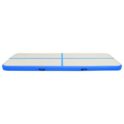 Gymnastiekmat met pomp opblaasbaar 300x100x15 cm PVC blauw - thumbnail