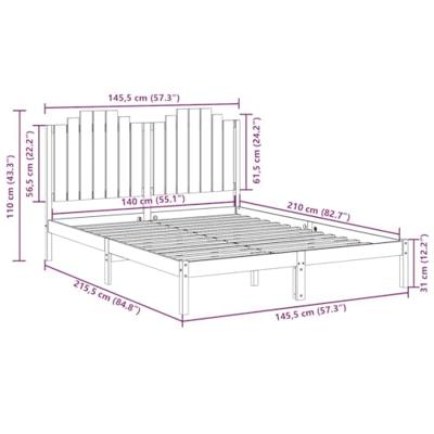Bedframe extra lang zonder matras massief hout 140x210 cm