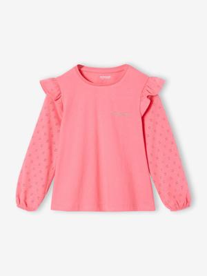 T-shirt BASICS met lange mouwen en ruches voor meisjes rozen